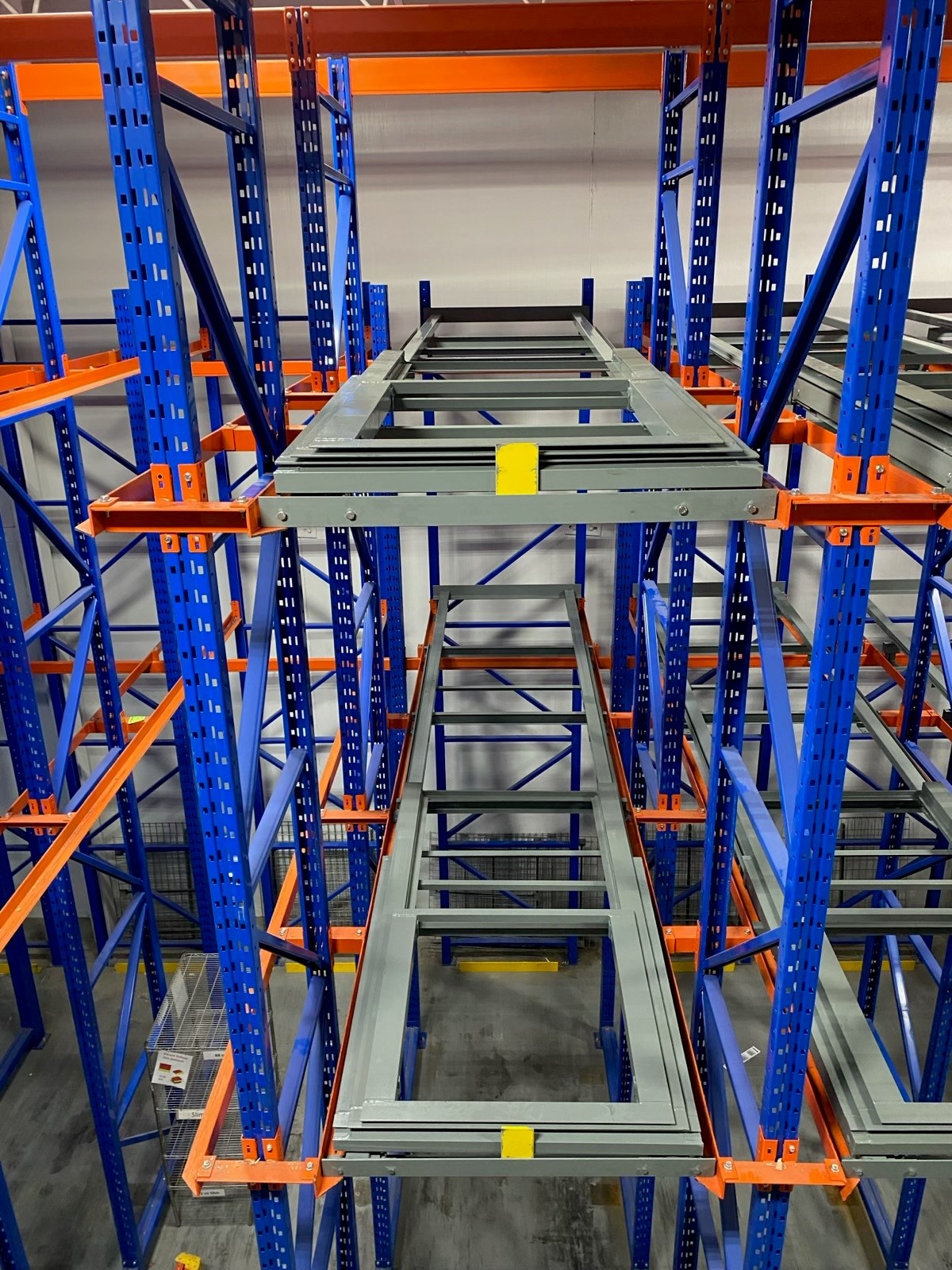 Treehouse 9 Example of pushback racking applied to drive-in racks